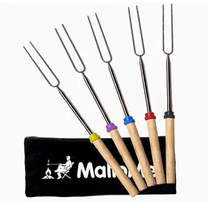 Smores Sticks for Fire Pit Long - Marshmallow Roasting Sticks Smores Kit - Smore Skewers Hot Dog Fork Campfire Cooking Equipment, Camping Essentials S'mores Gear Outdoor Accessories Utensils