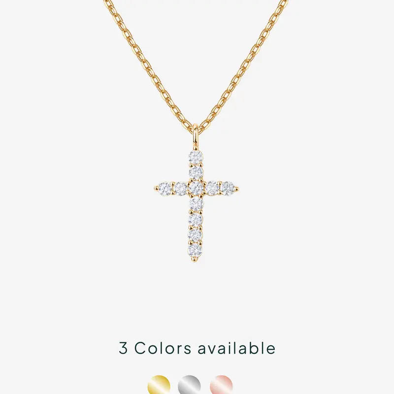 PAVOI 14K Gold Plated Cross Pendant Necklace for Women - Hypoallergenic Cubic Zirconia Cross Necklace - Dainty Necklace Christian Faith Gold Jewelry Gifts