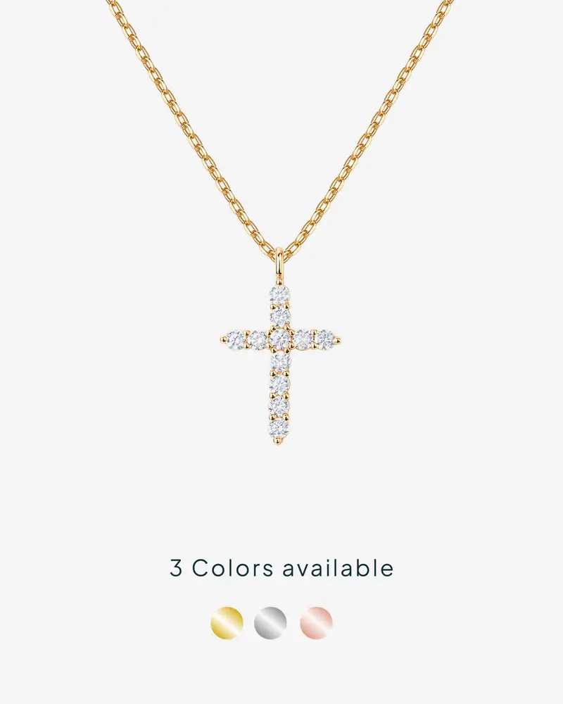 PAVOI 14K Gold Plated Cross Pendant Necklace for Women - Hypoallergenic Cubic Zirconia Cross Necklace - Dainty Necklace Christian Faith Gold Jewelry Gifts