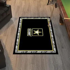 Ottomanson US ARMY Logo Bordered Design Non-Slip Rubberback  Machine Washable Area Rugs, Rugs for Living Room, Man Cave Decor, Bedroom Rug