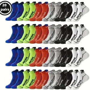 12/18/24 Pairs Unisex Sports Socks - Moisture Wicking, Breathable Mesh, Elastic Support, Multi-color Sports Letter Pattern Design, Suitable for Running, Gym Exercise - Machine Washable Holiday Gift