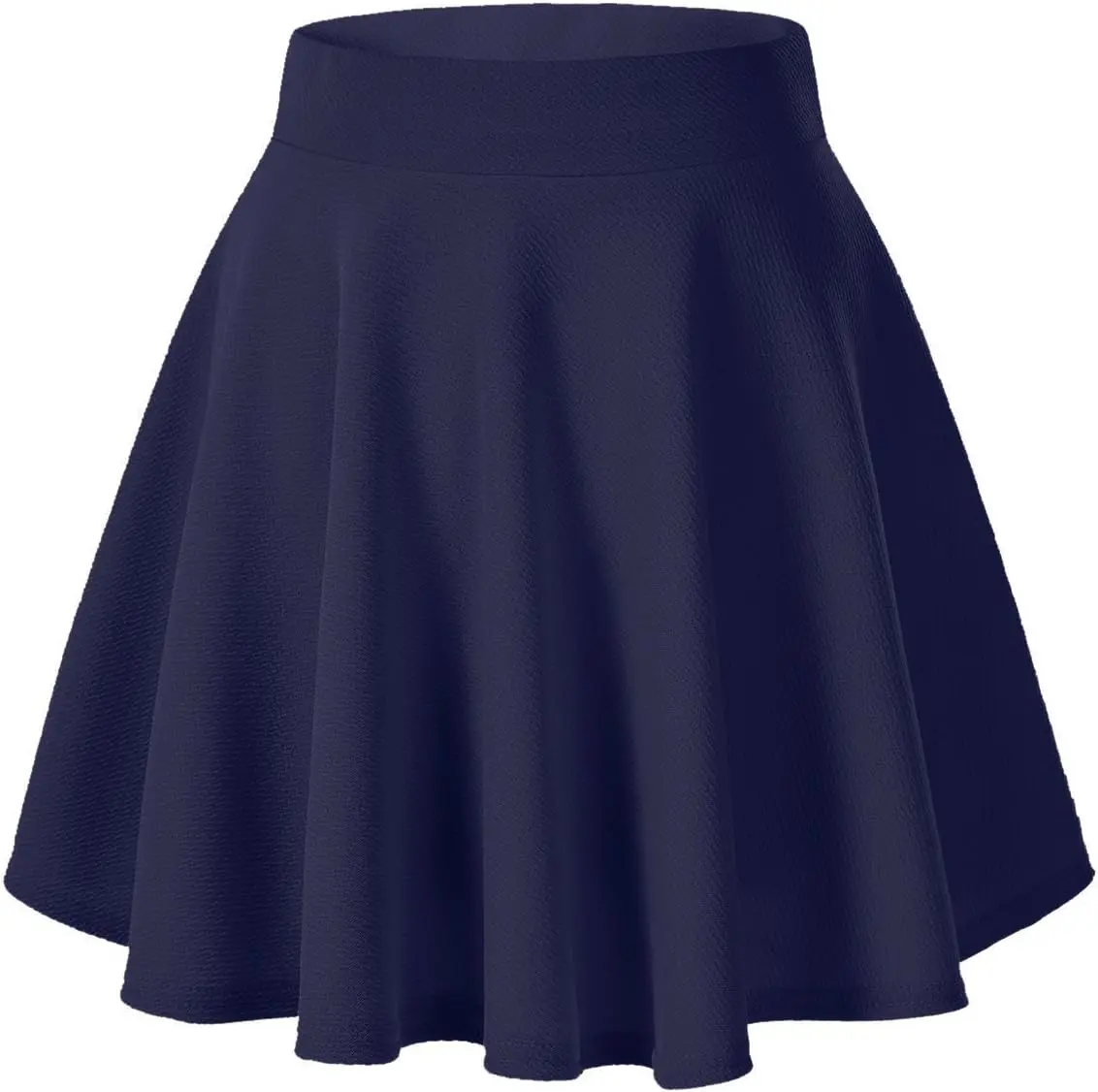 Casual Mini Stretch Waist Flared Plain Pleated Skater Skirt