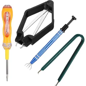 4 Pieces IC Chip Remover Tool IC PLCC Chip Extraction Tool Extractor Puller 4-Claw Prongs Grabber and Keyboard Key Switch Test Pencil for Disassembly of Electronic Component Jewelry