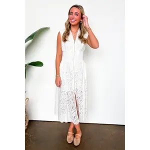 Rogue Romance Lace Detail Front Zip Dress