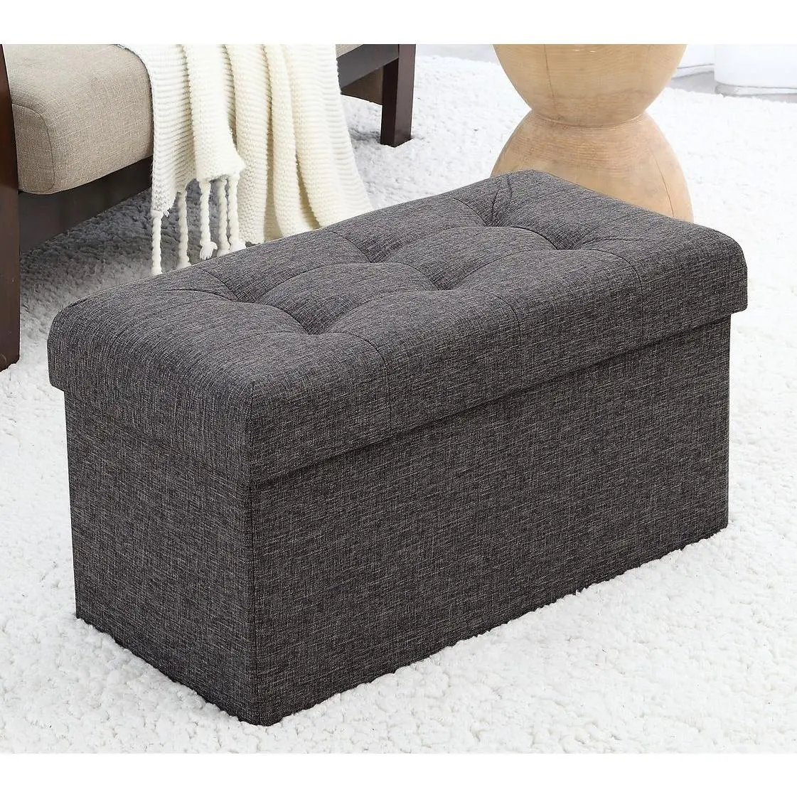 Ornavo Home Medium Foldable Linen Storage Ottoman Bench Ornavo Home Medium Foldable Linen Storage Ottoman Bench