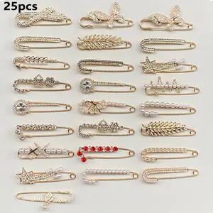 Set of 25 Fashionable Minimalist Anti-Exposure Brooches/Pins — Adjustable, Elegant Accessories for Cardigans, Scarves, and Neckties; Perfect for Women’s Suits and Sweaters, Suitable for Everyday Wear