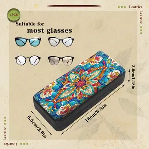5D Diamond Painting Eyeglasses Case, Bohemian Mandala Hard Shell Sunglasses Storage Box, Portable Protective Glasses Holder for Women Men, Vintage Floral Print