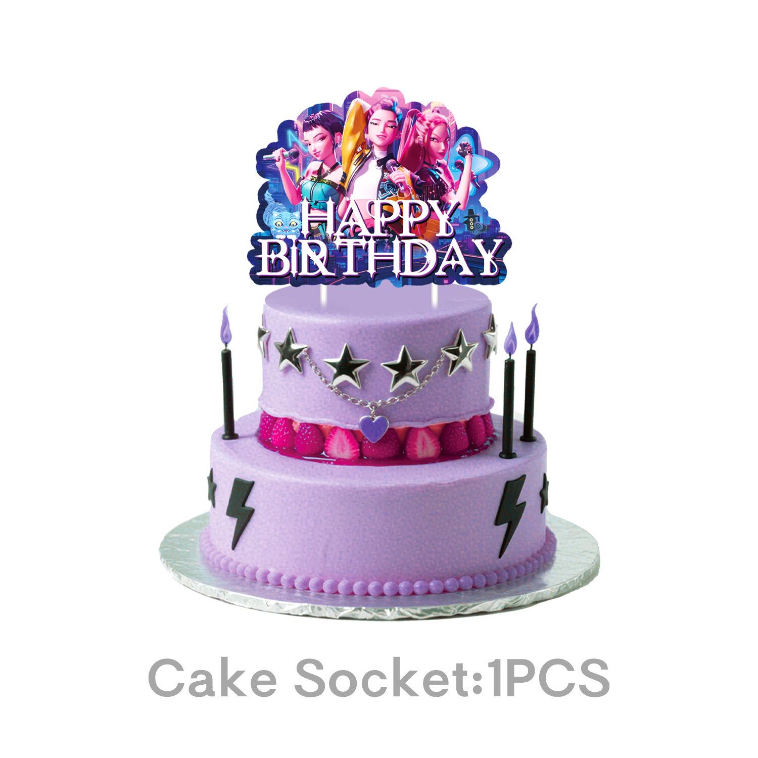 For K Pop Demon Hunters Party Supplies,62 PCS Birthday Decorations Set Include Banner,Balloons,Hanging Swirls,Cake Cupcake Toppers for Boys Girls Hunters Theme Party