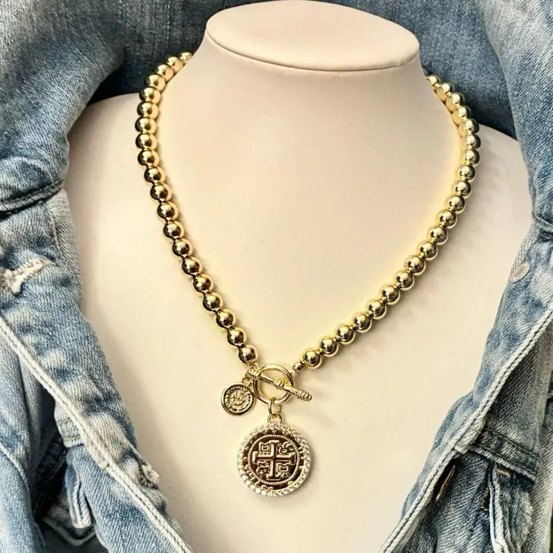 Tasha 14k Gold-Plated Ball-and-Toggle Necklace