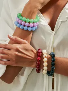 Fashionable Bohemian Vintage Acrylic Beaded Bracelet, Elastic Beaded Bracelet for Women, Perfect for Daily Wear and Gifts, Bohemian Bracelets