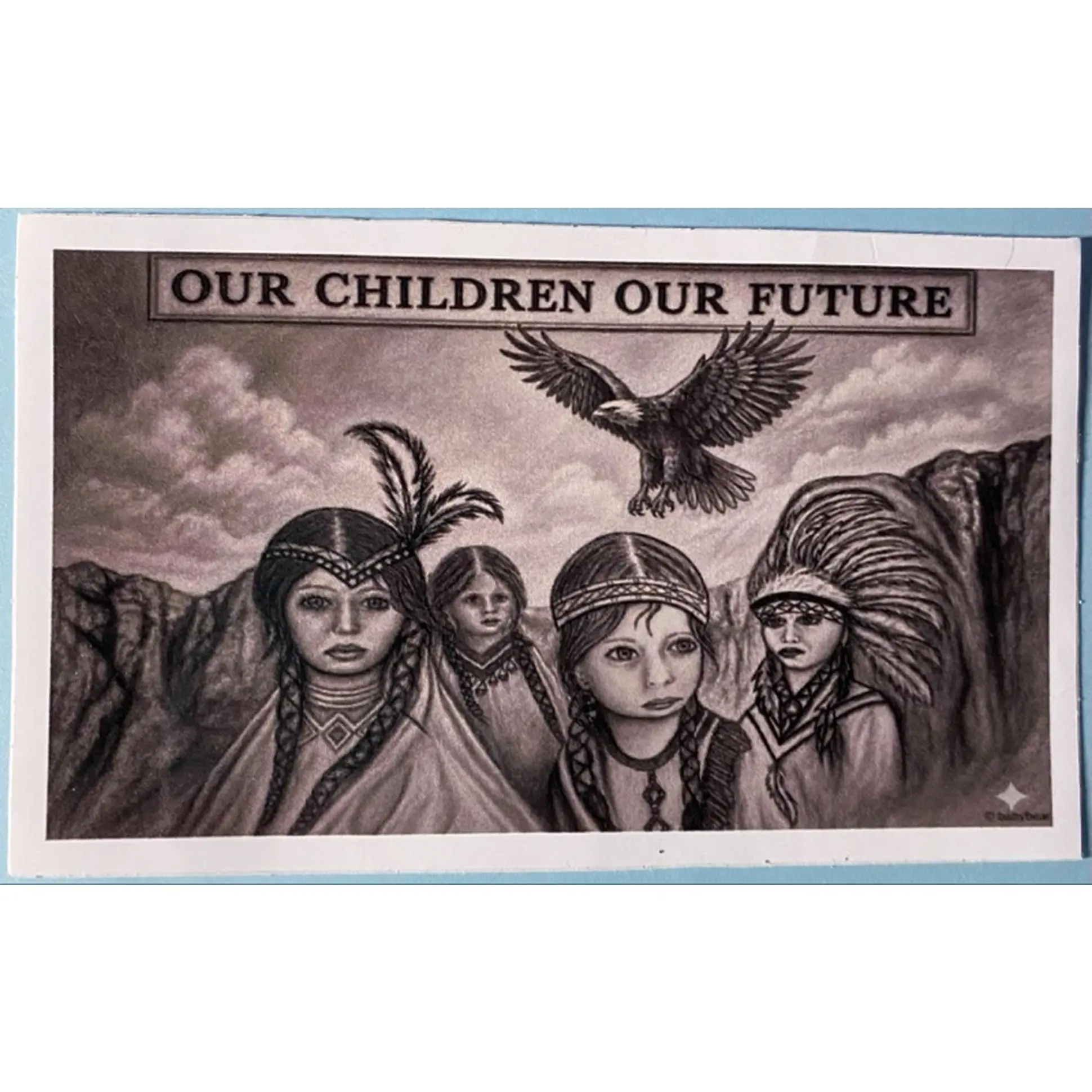 Our Children Our Future - Artistic Poster Featuring Indigenous Women and an Eagle Symbolizing Heritage and Legacy