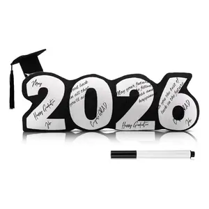 Class of 2026 Graduation Autograph Pillow – 15.7” Sign-in Stuffed Pillow for Grad Party Guest Signatures (Black)