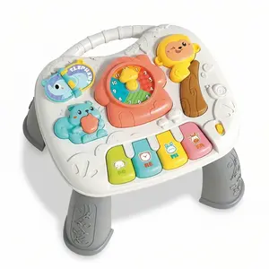 Children's Multifunctional Sensory Play Music Table: Rotating clock + animal sound effects, cultivates time concept and cognitive ability, detachable legs, suitable for various scenarios, Christmas gift, birthday gift recommendation!