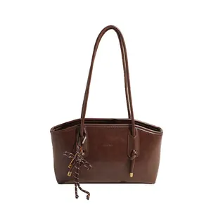 Women's Elegant Solid Color Shoulder Bag 25 Fall & Winter – Fashionable Large Capacity Crossbody Tote for Daily Use, Casual Trendy Versatile High-Quality Commuting Bag