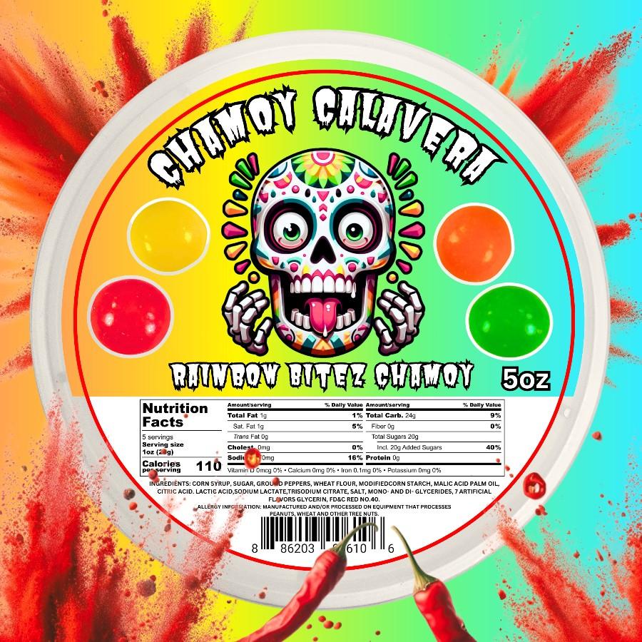 Skittlez Chamoy 5oz Jar Spicy Candy Snack mexican candy | Chamoy Calavera taffy spicy candy