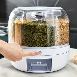 Rotating Rice Dispenser | 360° Food Storage Container for Rice, Grains, Beans & More with One-Click Dispensing, Easy Access, Airtight, Space-Saving, and Convenient Storage Solution for Your Kitchen
