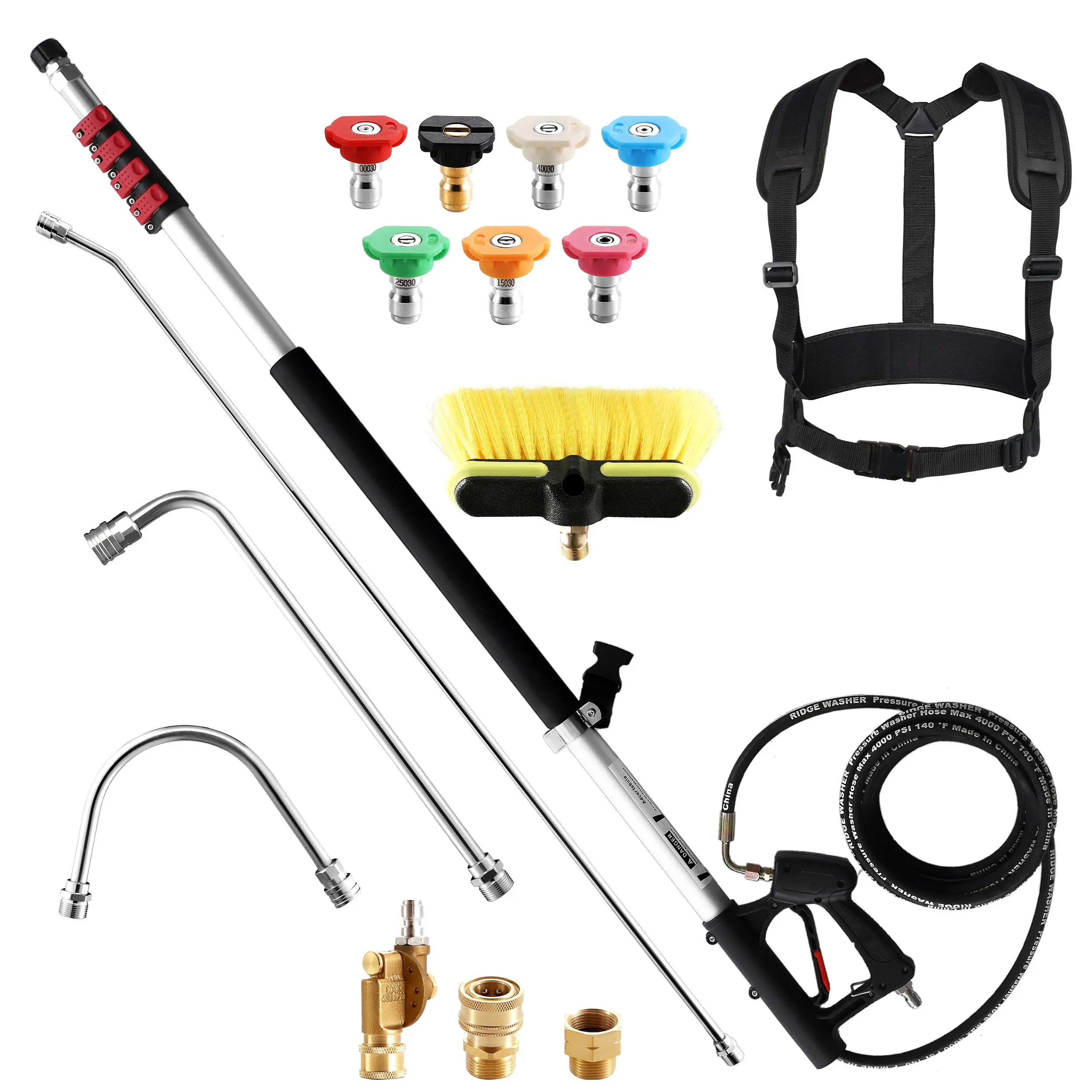 24 FT Telescoping Pressure Washer Wand & Brush