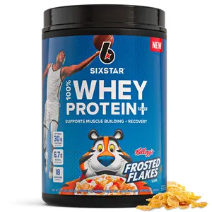 (A)Six Star Whey Protein Powder Plus – Muscle Building & Recovery Formula with Whey Isolate, BCAAs & 30g Protein, Immune Support, Frosted Flakes Flavor, 1.8 lbs