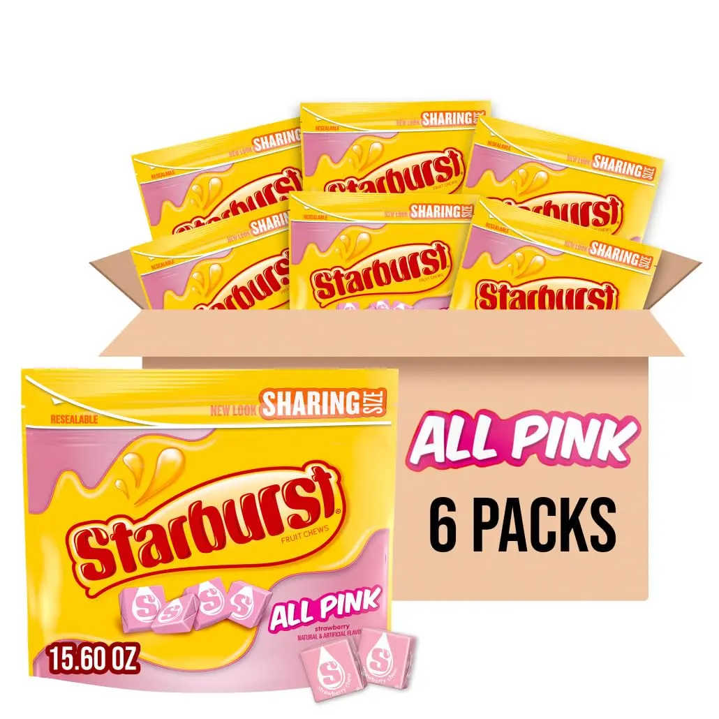 STARBURST All Pink Fruit Chews Chewy Candy Bulk Snacks, 15.6 oz Bag