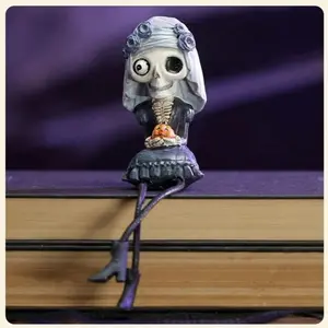 Cracker Barrel Spooky Skeleton Ghost Bride Dangler Shelf Sitter Halloween Decor Figurine, Home Decor Set, New