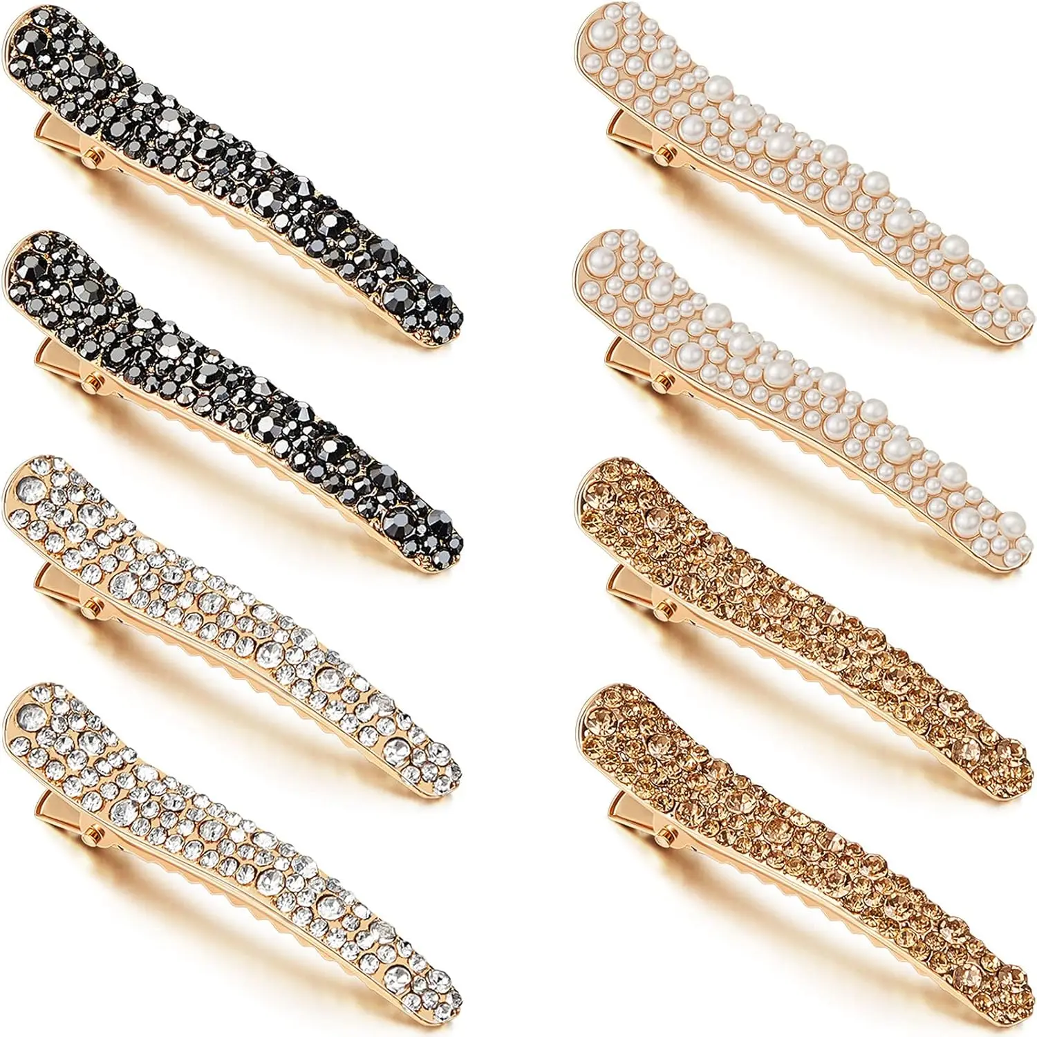 16 Pieces Pearls Rhinestone Hair Clips, Durable Alligator Hairpins for Women Girls Hair Styling Tools Accessories barrettes summerwins