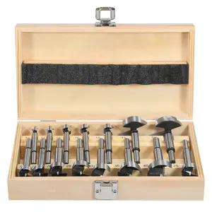 Vearter 15Pcs 10-50mm Forstner Drill Bit Set – Hardwood Buster, Fast Chip Removal, 55# High Carbon Steel, Neat Holes for Carpentry & Woodworking