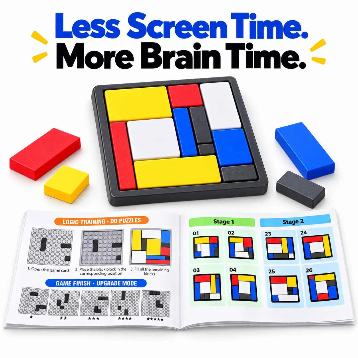 88 Levels Logic Puzzle Brain Teaser for Kids & Adults, 11-Piece Educational Block Game, Screen-Free Activity for Home, School & Travel, Ages 7+