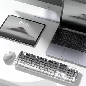 MOFii Rechargeable Keyboard & Mouse Combo, Stylish Gray-to-White Gradient, Wireless Bluetooth Connectivity, Silent for Office Use, US QWERTY Layout, Wireless Ergonomic Keyboard
