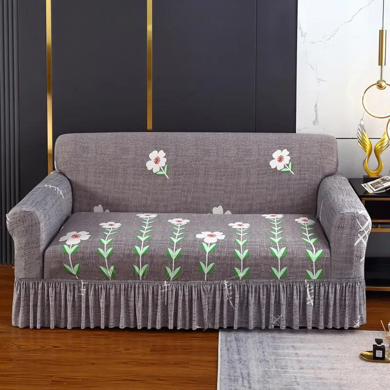 Sofa Slipcover with Skirt, 1 Count Non-slip Sofa Cover with Skirt, Couch Protector for Home Living Room, Home Decor