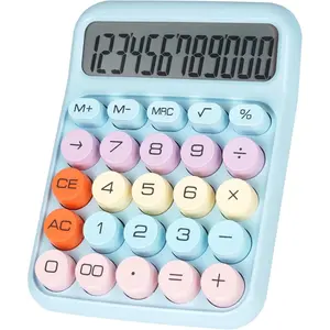 Mechanical  Calculator with Big Buttons, Calculators Desktop, 12 Digits, Large LCD Display, Desk Calculator, Cute Pink Calculators for Teachers Students Basic Office (Blue)