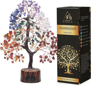 Seven Chakra Tree of Life - Crystal Tree - Artificial Bonsai Tree, Spiritual Decor, Crystals and Gemstones, Crystal Tree for Positive Energy - Feng Shui Tree, Reiki Gifts, 7 Chakra Tree