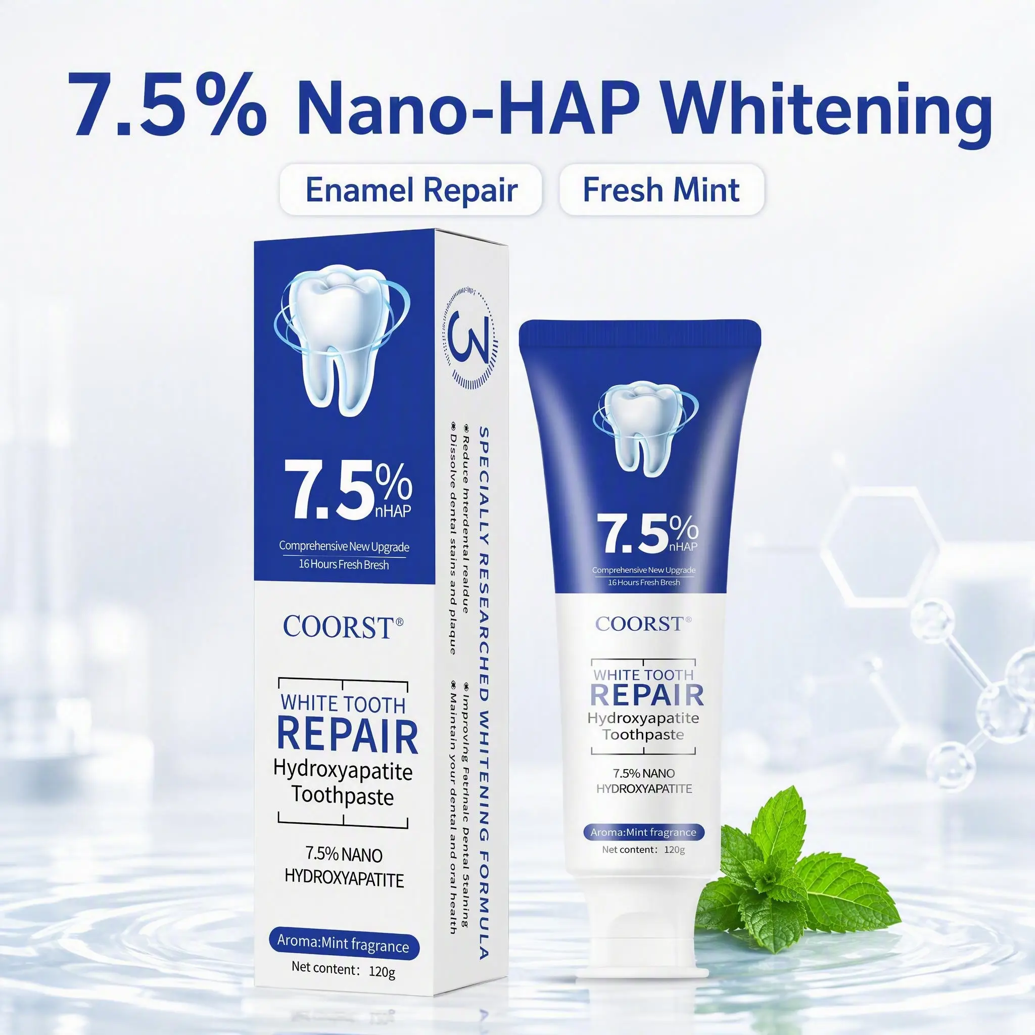 2026 New 7.5% Nano-Hydroxyapatite Toothpaste | Fluoride-Free Enamel Care, Fresh Mint,  Gentle Formula, Safe For All Oral