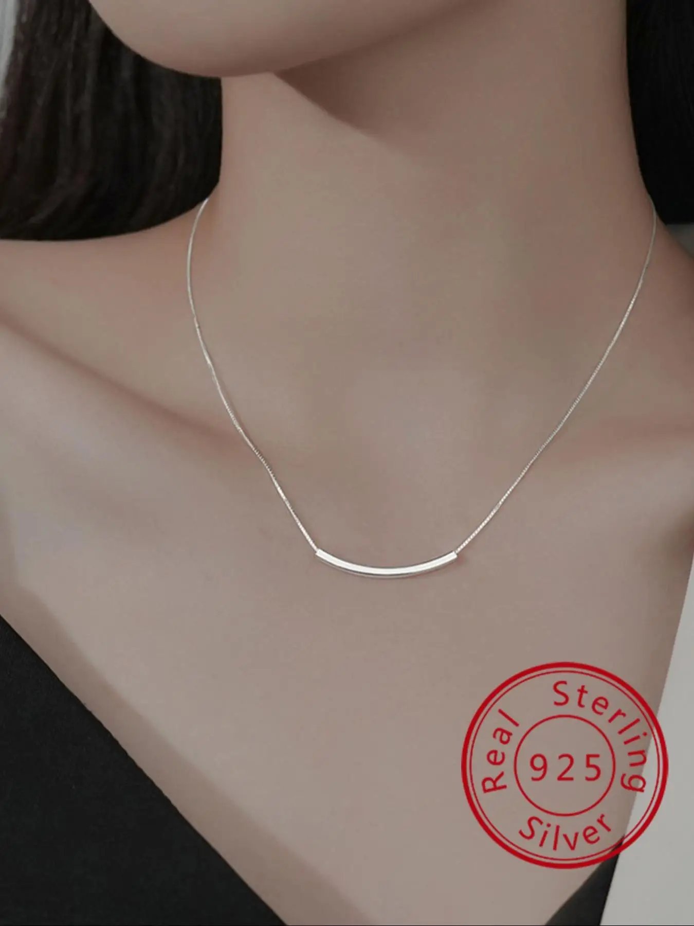 S925 Sterling Silver Simple Smile Design Necklace for Women, Fashion Jewelry for Party, Daily Clothing Decor, Trendy All-match & Exquisite Jewelry for