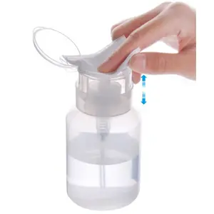 Biutee Cleaner Bottle Clear Bottle 1 counts Push Down Empty Lockable Pump Dispenser Bottle for Nail Polish and Makeup Remover 200ml (1 count) Plastic Container Tool Organiser Storage
