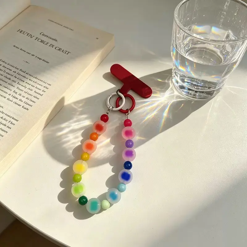 Spring and summer new stylish frosted colorful gradient cute flower phone strap, anti-lost phone chain, wrist strap, keychain, earbud case charm, bag charm, portable outdoor travel charm, decorative cute charm