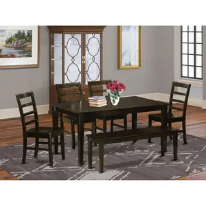 6  Pc  Dining  set  with  bench  set-Dining  Table  and  4  Dining  Chairs  and  Bench