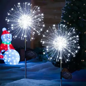 420LED 2Pcs Solar Lights for Outdoor Garden 60-420LED Dandelion Lighting Stake Solar Firework Light for Christmas Halloween Lawn Decor