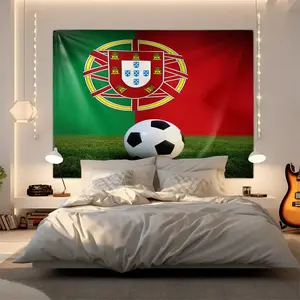 Portugal Flag Soccer Tapestry, Football Wall Hanging, Soft Microfiber Wall Blanket, Digital Print Designs, Perfect for Decorating the Bedrooms, Living Rooms, and Dorm Rooms of Soccer Fans