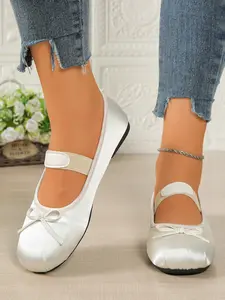 Women's Fashionable Vintage Mary Jane Ballet Flats, Spring & Fall New Round Toe Slip-On Satin Shoes, Comfortable Daily Wear