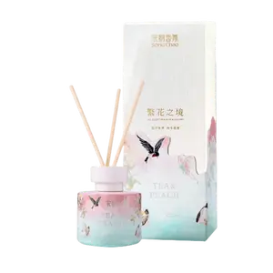 SONG CHAO "Blossoming Realm" Peach Blossom & Spring Tea Reed Diffuser, 120ml - Natural Home Fragrance for Living Room, Bedroom, Office