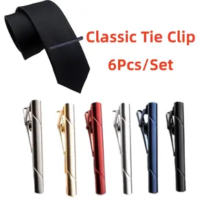 6 Pack Tie Clips for Men,Bar Clip Set for Regular Ties Necktie,Wedding,Business,Tie Pin Clips,Christmas Party Gifts,Hand Tools Kits