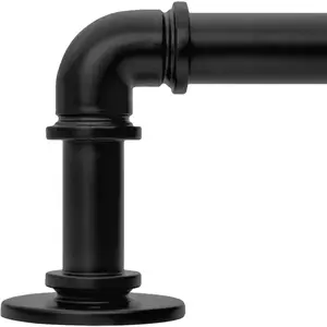 Black Curtain Rods 18 to 120 Inch, Industrial Curtain Rods,Adjustable Length,1 in Diameter Pipe,Wall or Ceiling Mounted,for Bedroom and Living Room(Black 18” to 120”)