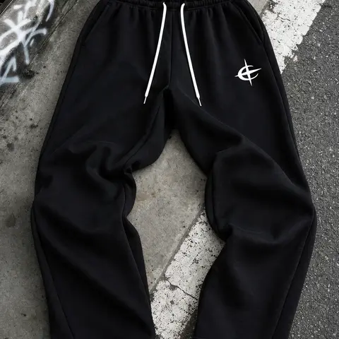 Men's Cotton Knit Leopard Print H-Type Activewear Jogger Pants - Male Clothing, Comfy Animal Print Bottoms, Double Waistband, Drawstring Elastic Waist, Star Graphic, Loose Straight Chic for Casual, Workout
