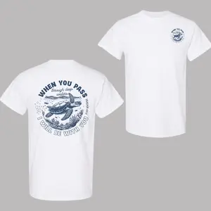 When You Pass Through Deep Waters Isaiah 432 Shirt, Faith-Based Sea Turtle Bible Verse Tee, Ocean Nature Christian T-Shirt for Men and Women