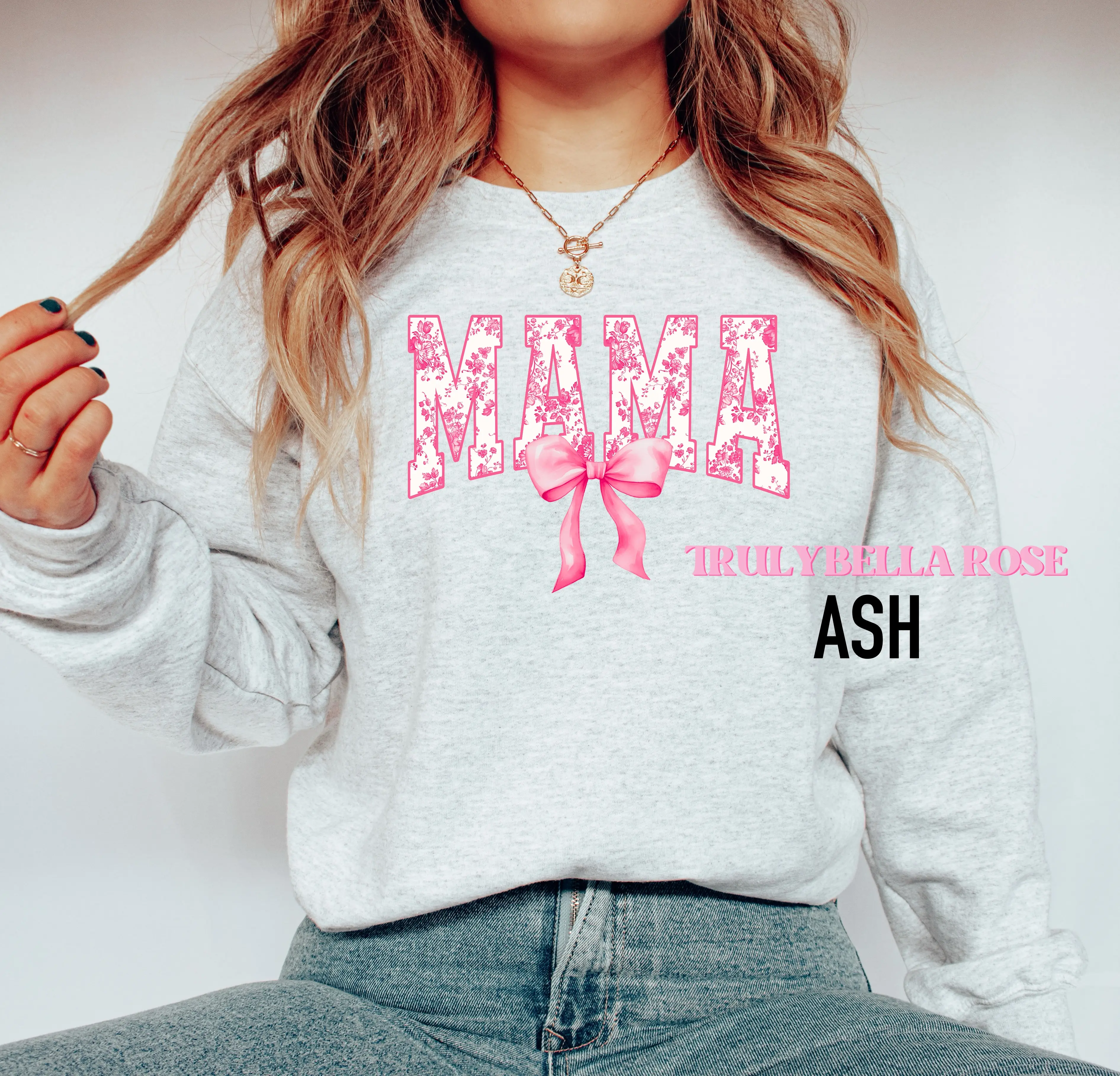 Floral Toile PINK Coquette sweatshirt, Mama, Auntie, Teacher, Nurse, Tia, Wife, grandma, dog mom