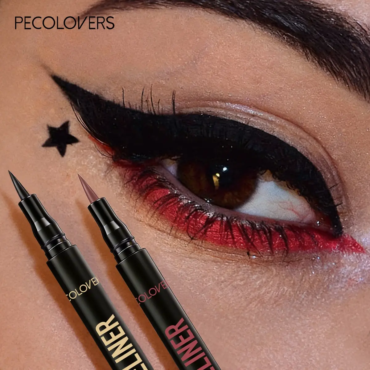 1Pc Colored Eyeliner Liquid Pen, High Saturation Eye Definer, Smooth Glide Eye Makeup Tool, Vivid Shade Eye Liner For Party, Cosplay And Daily Styling, Blue And Purple, Eye Beauty Cosmetic