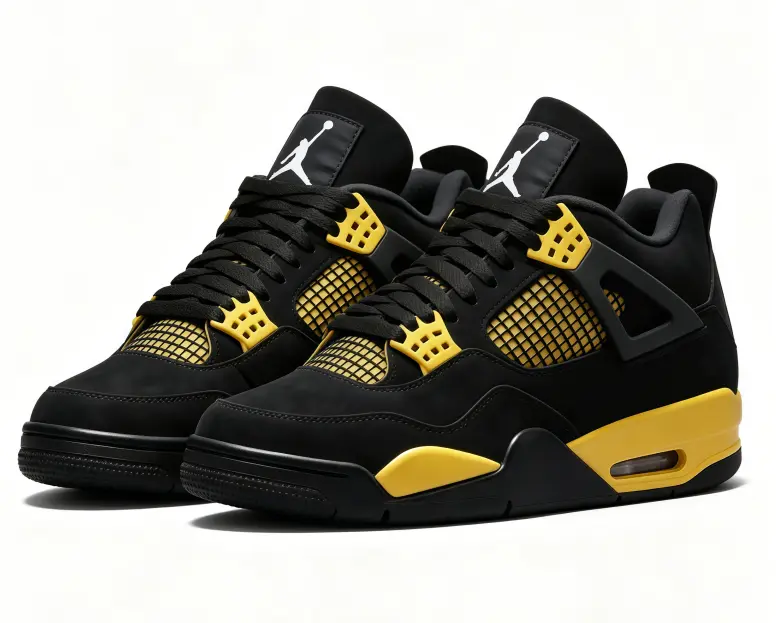 Unisex Black Yellow Mid Top Retro Sneakers Suede Mesh Basketball Shoes, Bold Contrast Accents, Cushioned Shock-Absorbing Midsole, Street Athletic Footwear For Men Women Sports Training And Daily Trendy Street Outfits
