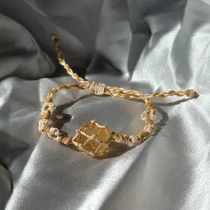 Jayne Floral Fantasy macrame bracelet Handmade Handcrafted Natural Gemstone Crystal Bracelets, Yellow crystals, Citrine