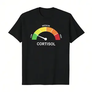 Funny Low Cortisol Graphic Tee, 100% Cotton Vintage Casual Shirt, Relaxed Fit Short Sleeve Summer Top