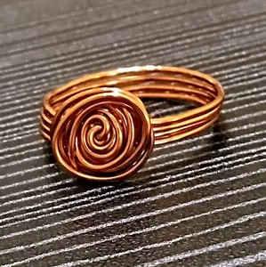 Handmade Wirewrapped Copper Colored Ring in Size 8 - Casual Style